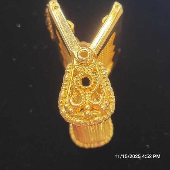 Mesh Purse Miniature Pill Coin Box Doll Gold Tone Jeweled Rhinestones 2" - Picture 5 of 9